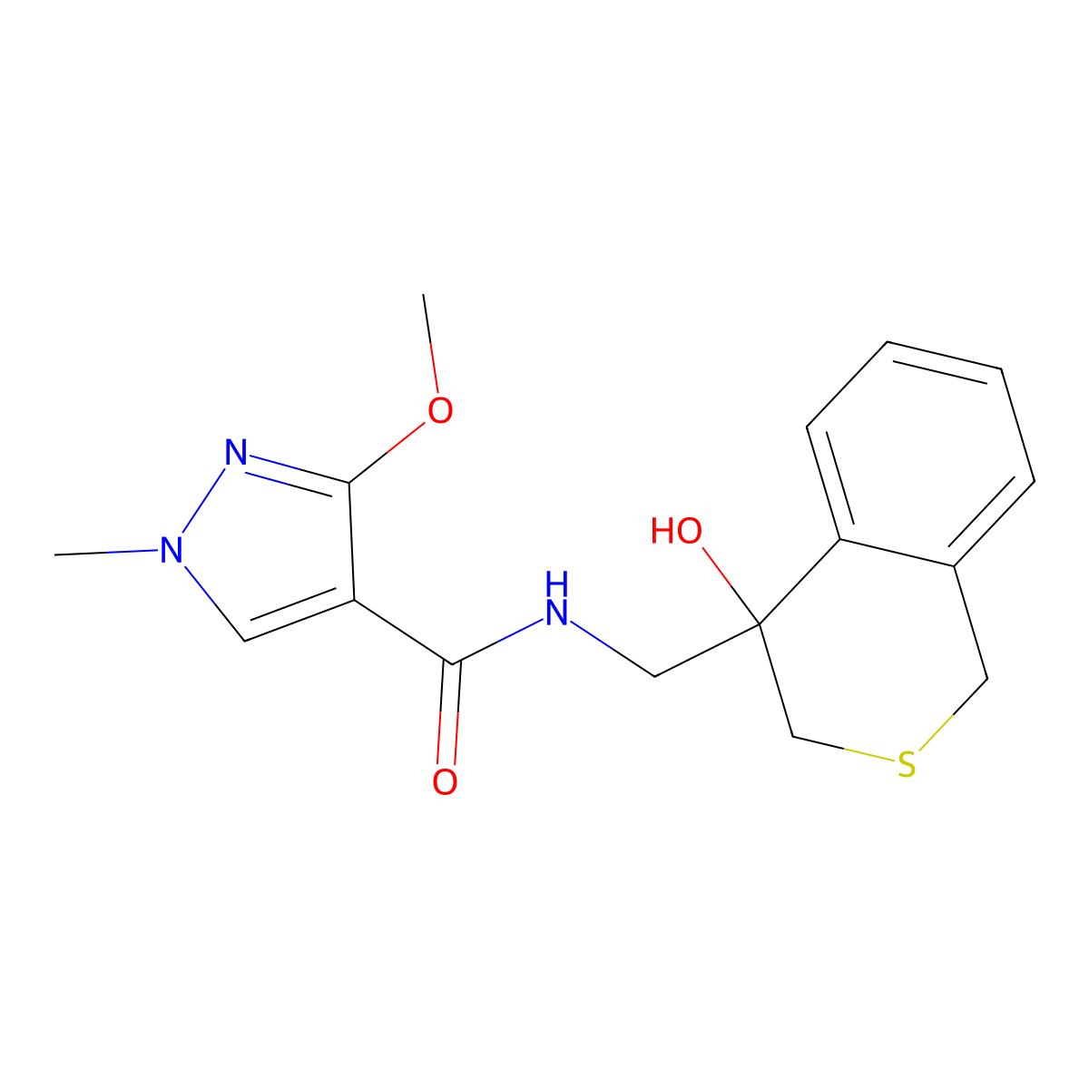 N-[(4-hydroxy-3,4-dihydro-1H-2-benzothiopyran-4-yl)methyl]-3-methoxy-1-methyl-1H-pyrazole-4-carboxamide molecular structure, CAS 2741908-17-6