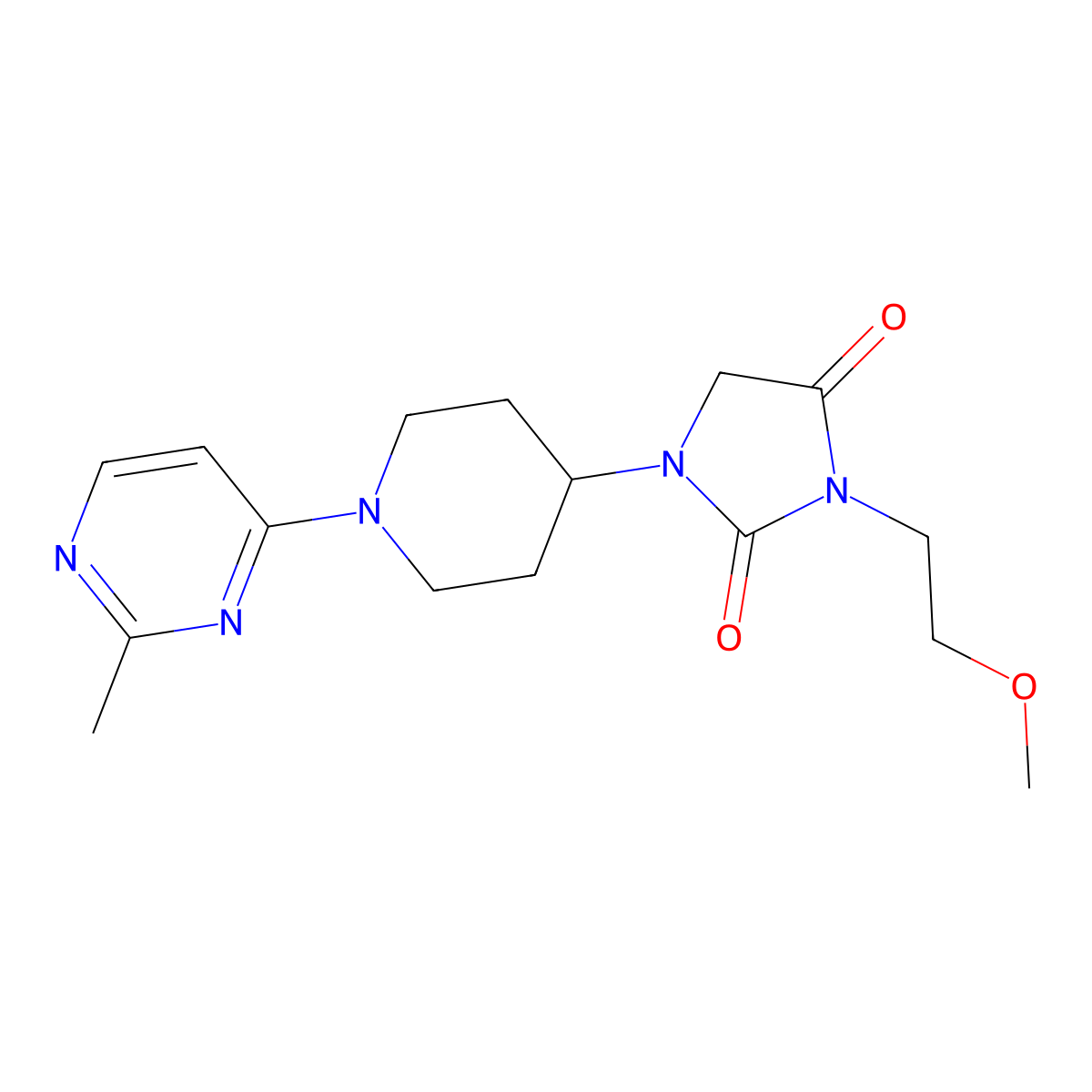 3-(2-Methoxyethyl)-1-[1-(2-methylpyrimidin-4-yl)piperidin-4-yl]imidazolidine-2,4-dione molecular structure, CAS 2741908-19-8
