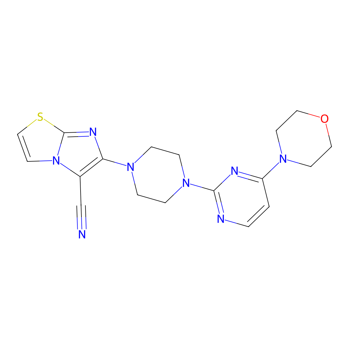 6-{4-[4-(Morpholin-4-yl)pyrimidin-2-yl]piperazin-1-yl}imidazo[2,1-b][1,3]thiazole-5-carbonitrile molecular structure, CAS 2741908-26-7