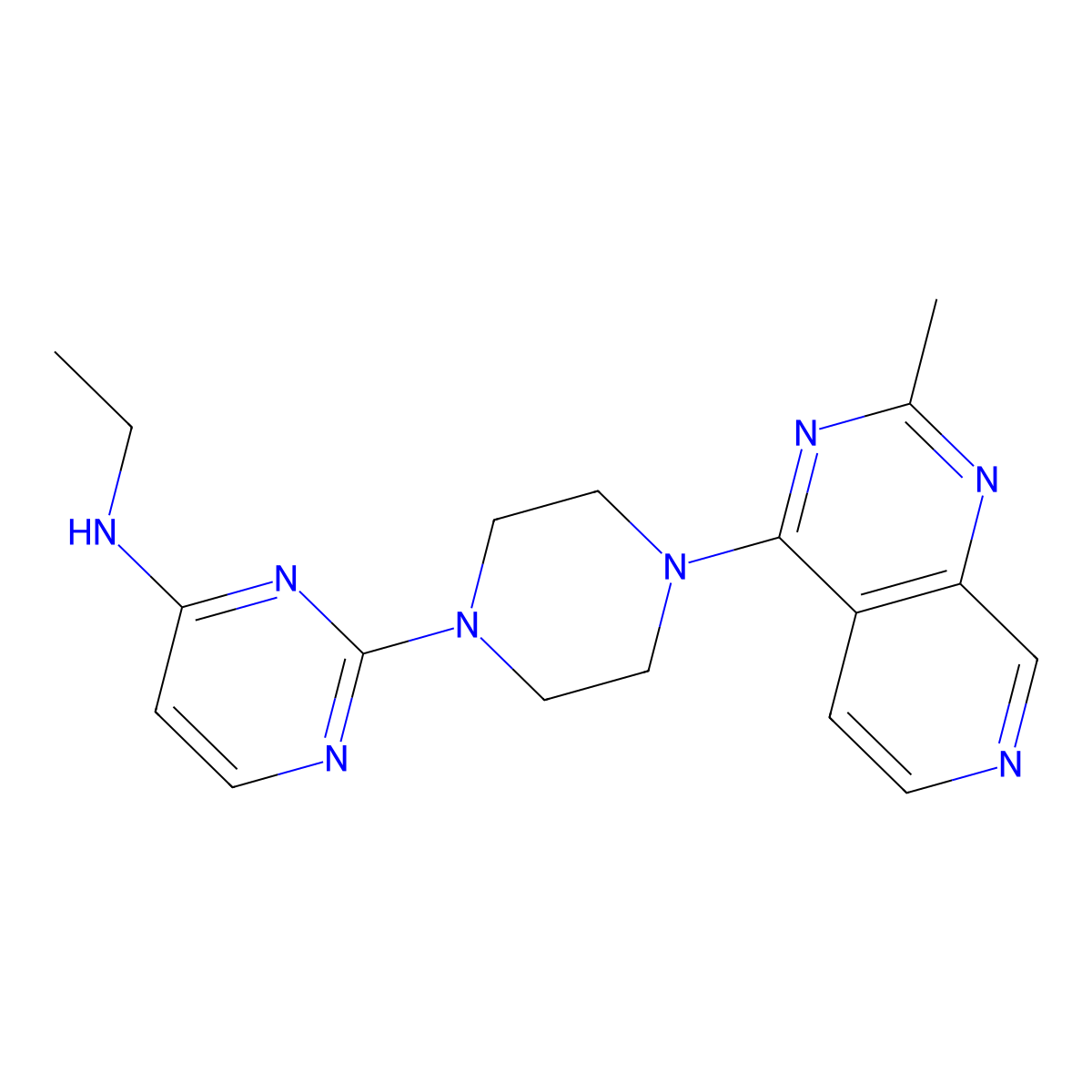 N-ethyl-2-(4-{2-methylpyrido[3,4-d]pyrimidin-4-yl}piperazin-1-yl)pyrimidin-4-amine molecular structure, CAS 2741908-29-0