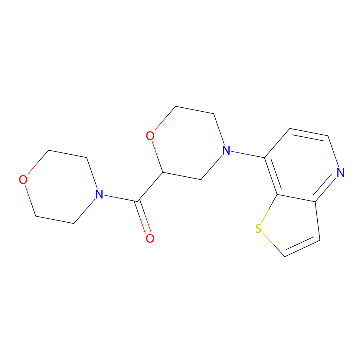 2-(Morpholine-4-carbonyl)-4-{thieno[3,2-b]pyridin-7-yl}morpholine molecular structure, CAS 2741908-31-4