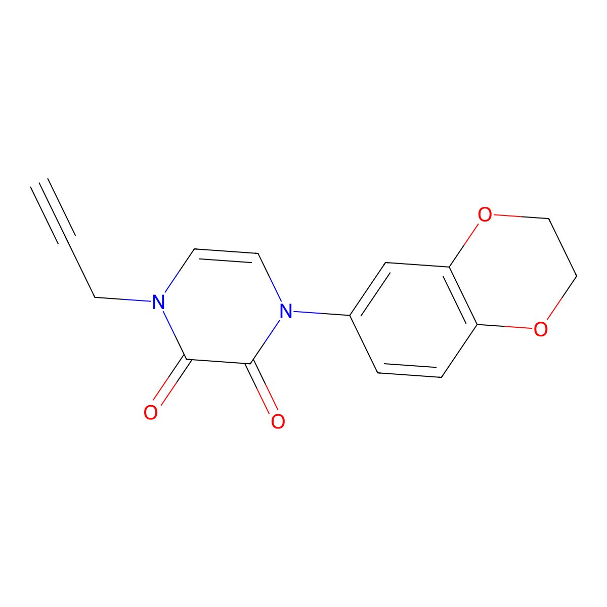 1-(2,3-Dihydro-1,4-benzodioxin-6-yl)-4-(prop-2-yn-1-yl)-1,2,3,4-tetrahydropyrazine-2,3-dione molecular structure, CAS 2741908-45-0