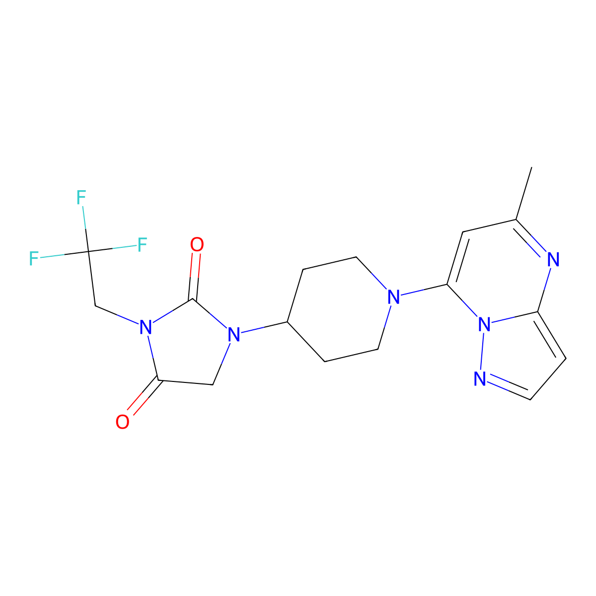 1-(1-{5-Methylpyrazolo[1,5-a]pyrimidin-7-yl}piperidin-4-yl)-3-(2,2,2-trifluoroethyl)imidazolidine-2,4-dione molecular structure, CAS 2741908-48-3