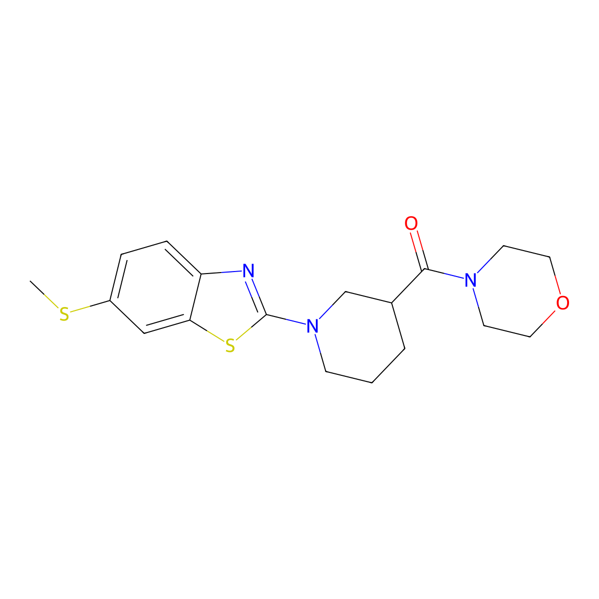 6-(Methylsulfanyl)-2-[3-(morpholine-4-carbonyl)piperidin-1-yl]-1,3-benzothiazole molecular structure, CAS 2741908-49-4