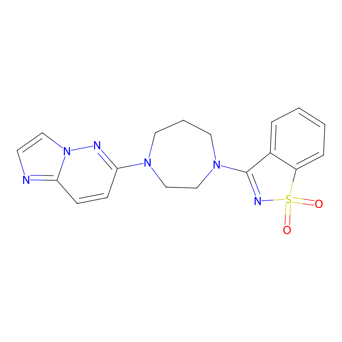 3-(4-Imidazo[1,2-b]pyridazin-6-yl-1,4-diazepan-1-yl)-1,2-benzothiazole 1,1-dioxide molecular structure, CAS 2741908-52-9