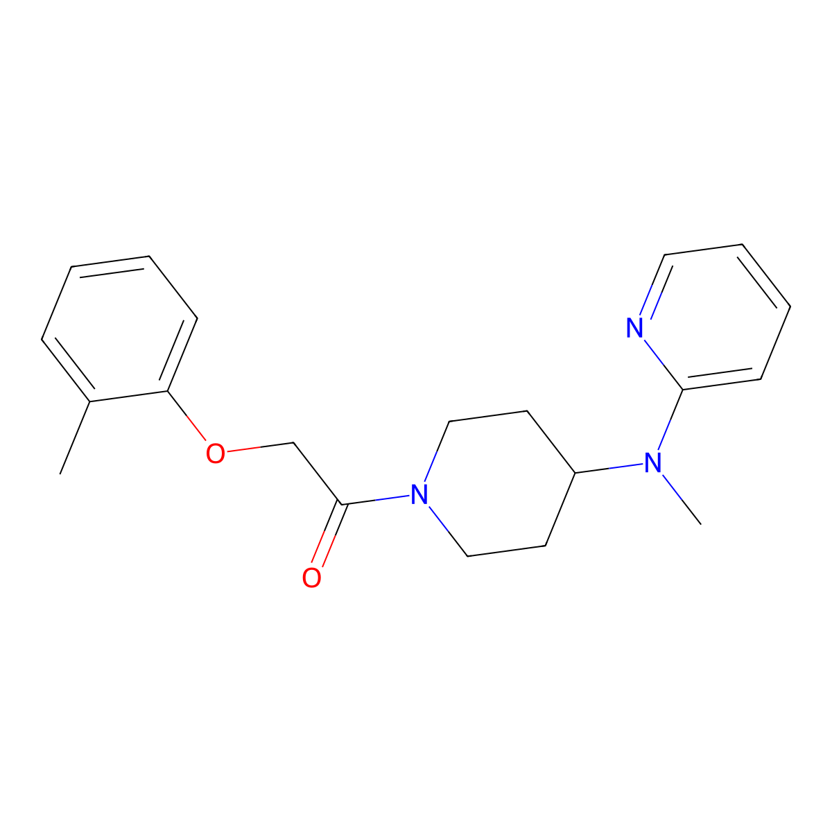 1-{4-[Methyl(pyridin-2-yl)amino]piperidin-1-yl}-2-(2-methylphenoxy)ethan-1-one molecular structure, CAS 2741908-57-4