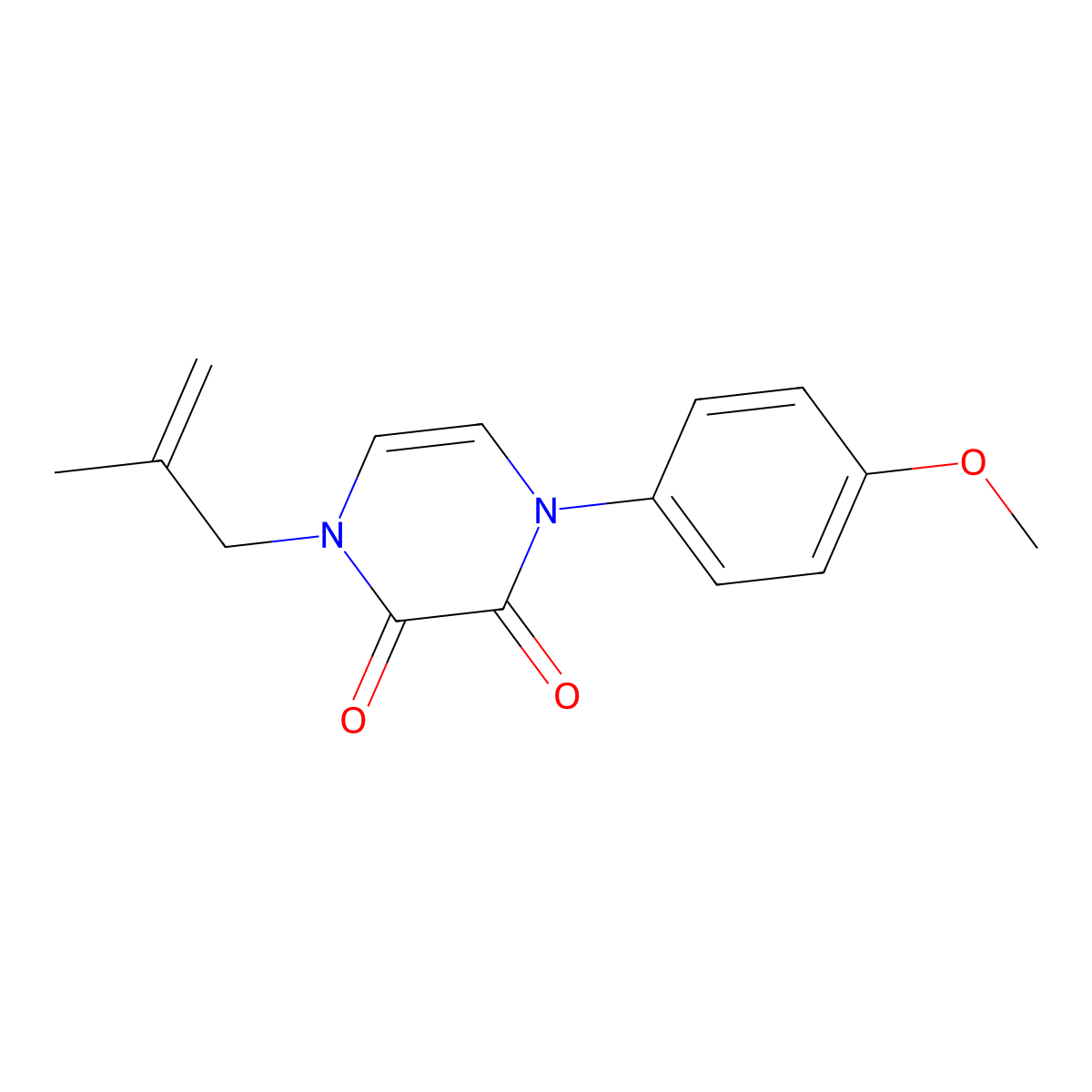 1-(4-Methoxyphenyl)-4-(2-methylprop-2-en-1-yl)-1,2,3,4-tetrahydropyrazine-2,3-dione molecular structure, CAS 2741908-58-5