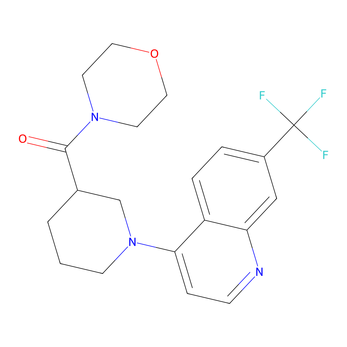 4-[3-(Morpholine-4-carbonyl)piperidin-1-yl]-7-(trifluoromethyl)quinoline molecular structure, CAS 2741908-59-6