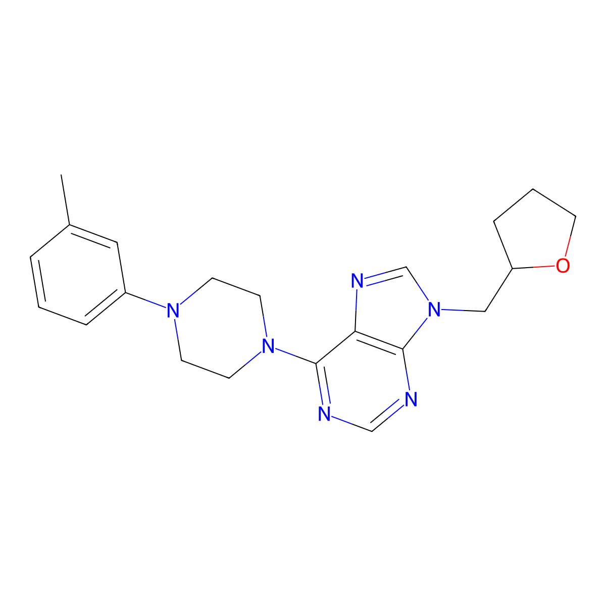 6-[4-(3-methylphenyl)piperazin-1-yl]-9-[(oxolan-2-yl)methyl]-9H-purine molecular structure, CAS 2741908-62-1