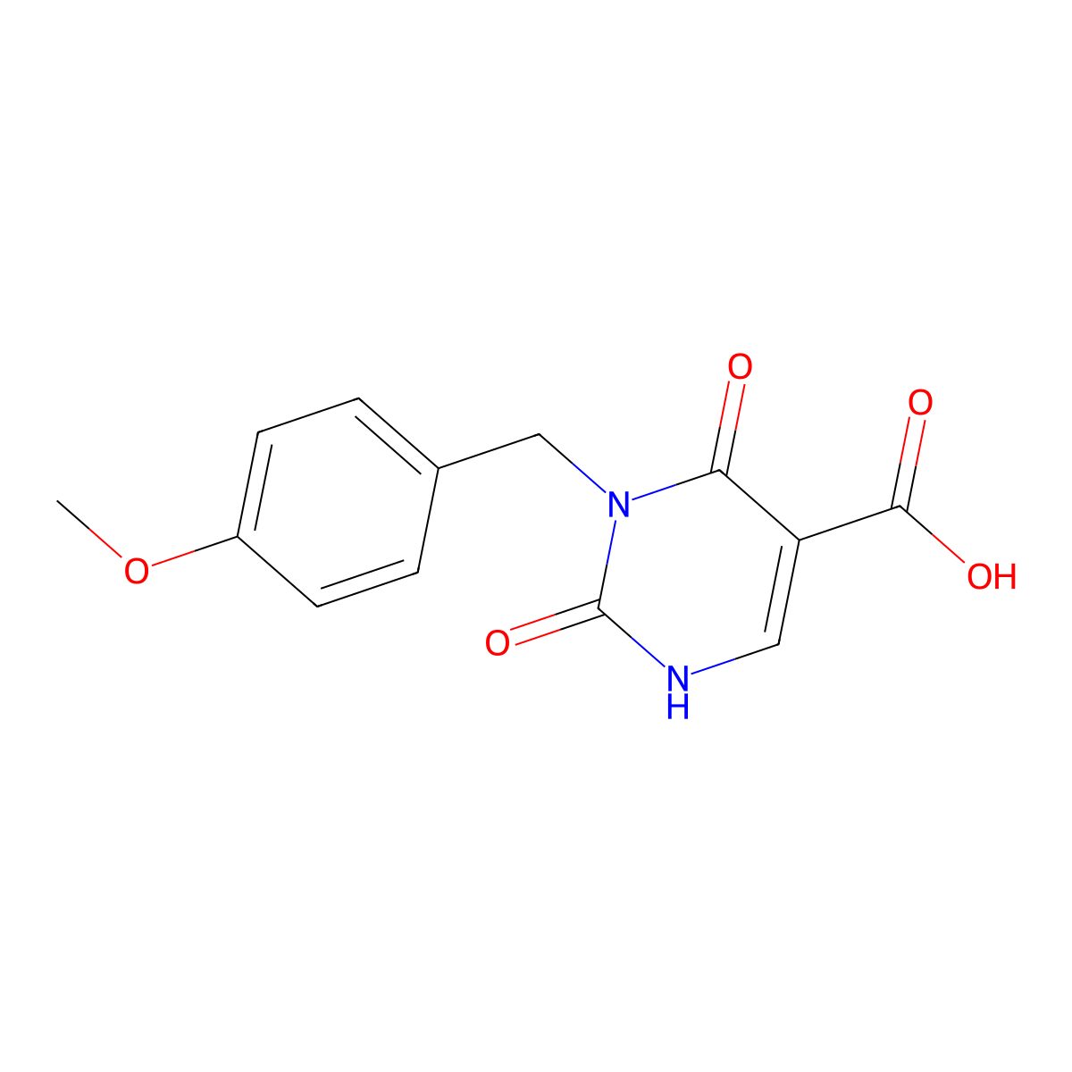 3-[(4-Methoxyphenyl)methyl]-2,4-dioxo-1,2,3,4-tetrahydropyrimidine-5-carboxylic acid molecular structure, CAS 2741908-64-3