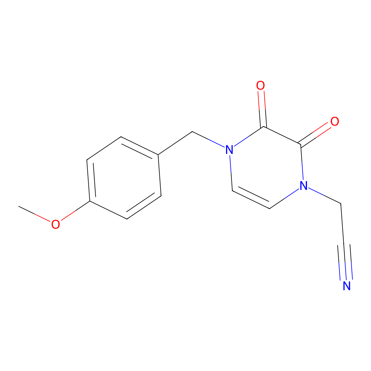2-{4-[(4-Methoxyphenyl)methyl]-2,3-dioxo-1,2,3,4-tetrahydropyrazin-1-yl}acetonitrile molecular structure, CAS 2741908-68-7
