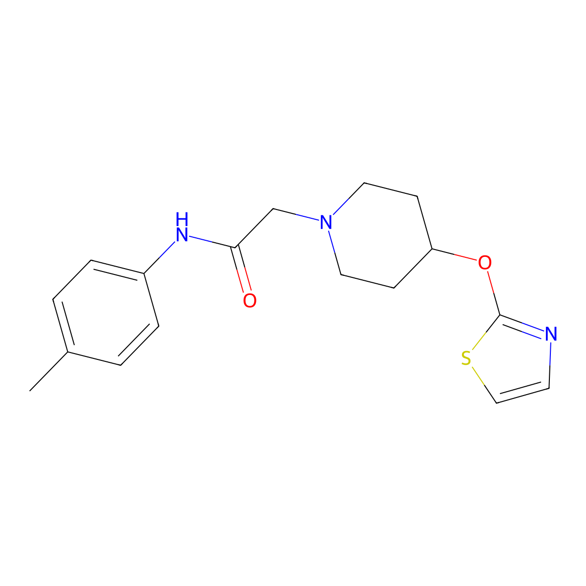 N-(4-methylphenyl)-2-[4-(1,3-thiazol-2-yloxy)piperidin-1-yl]acetamide molecular structure, CAS 2741908-72-3