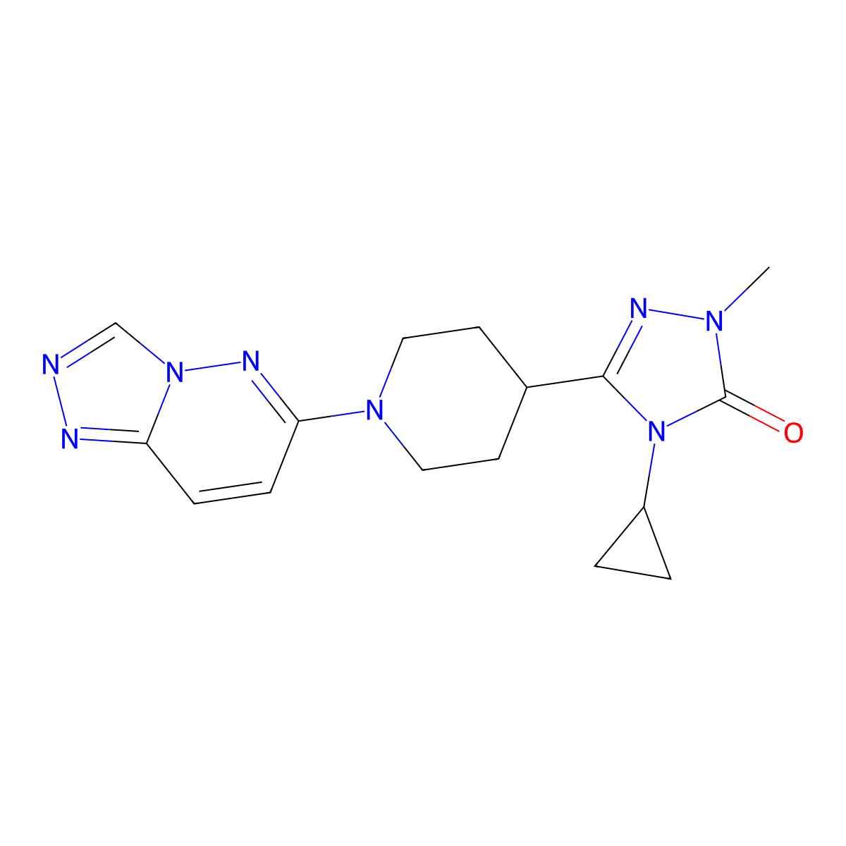 4-cyclopropyl-1-methyl-3-(1-{[1,2,4]triazolo[4,3-b]pyridazin-6-yl}piperidin-4-yl)-4,5-dihydro-1H-1,2,4-triazol-5-one molecular structure, CAS 2741908-75-6