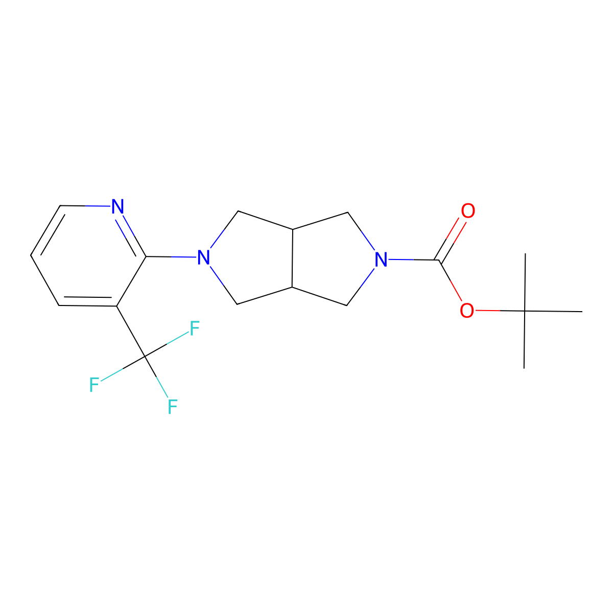 Tert-butyl 5-[3-(trifluoromethyl)pyridin-2-yl]-octahydropyrrolo[3,4-c]pyrrole-2-carboxylate molecular structure, CAS 2741908-78-9