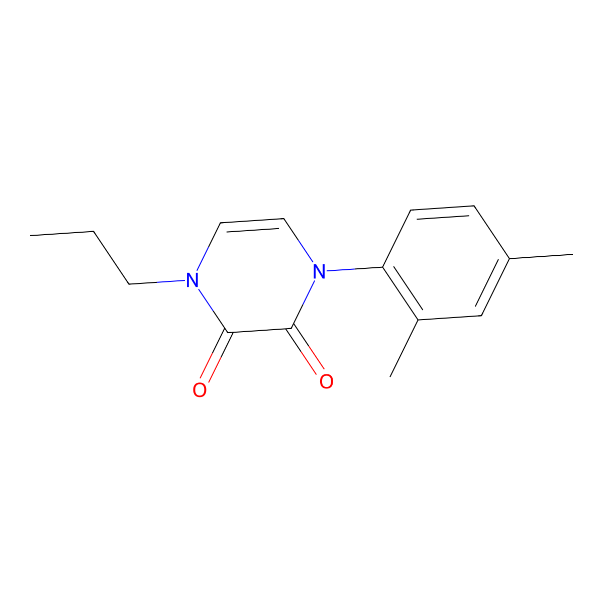 1-(2,4-Dimethylphenyl)-4-propylpyrazine-2,3-dione molecular structure, CAS 2741908-80-3