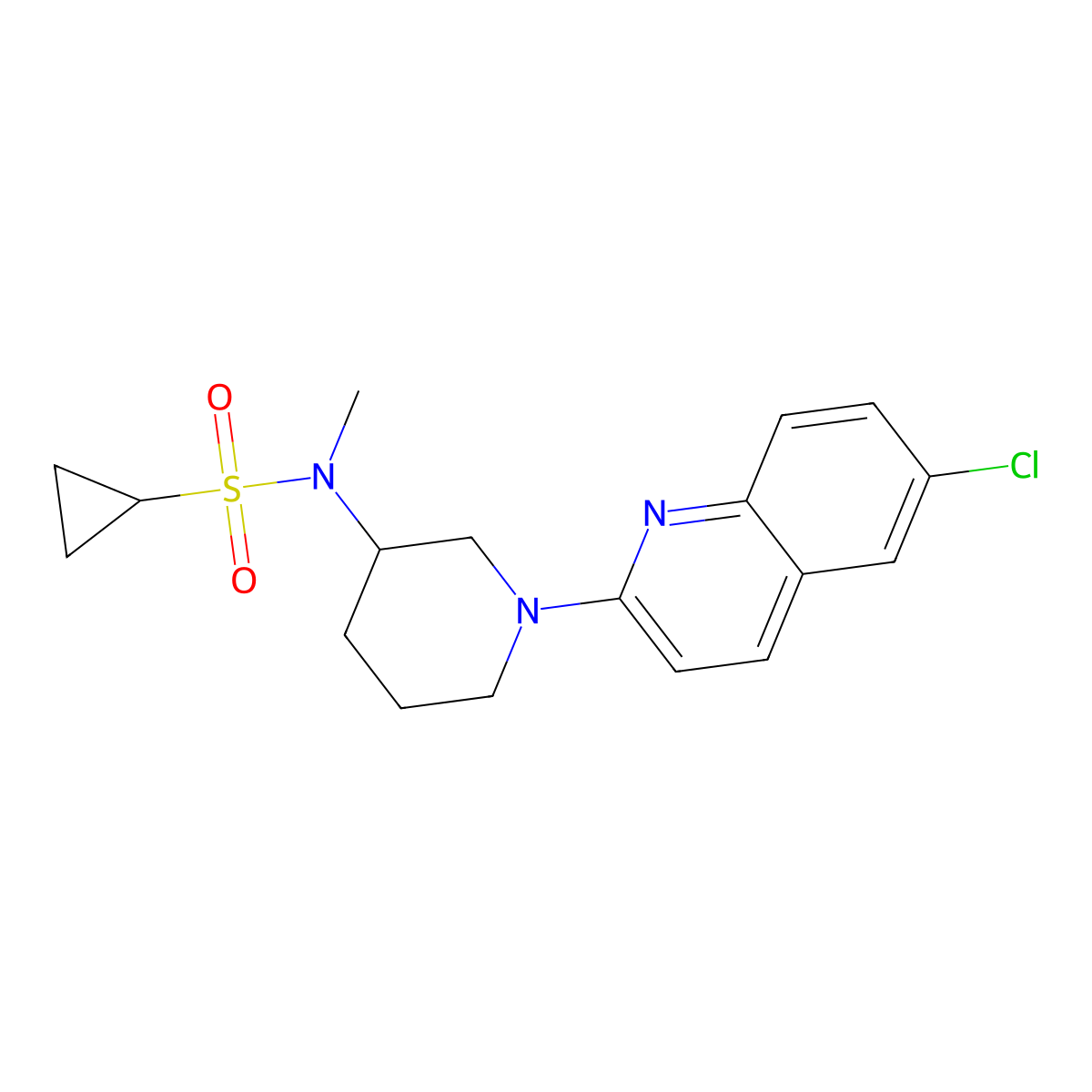 N-[1-(6-chloroquinolin-2-yl)piperidin-3-yl]-N-methylcyclopropanesulfonamide molecular structure, CAS 2741908-83-6