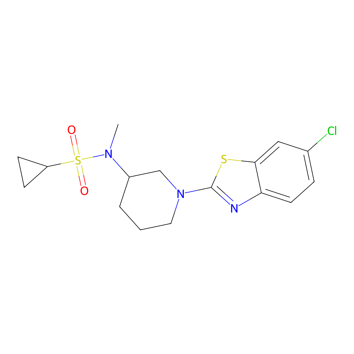 N-[1-(6-chloro-1,3-benzothiazol-2-yl)piperidin-3-yl]-N-methylcyclopropanesulfonamide molecular structure, CAS 2741908-85-8