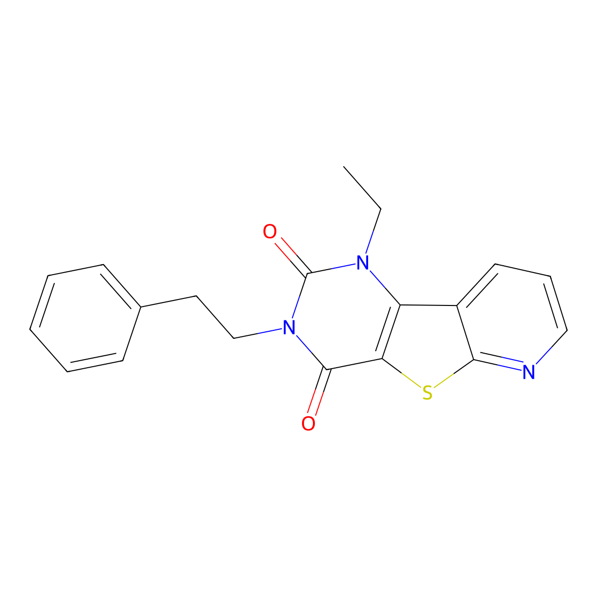 3-Ethyl-5-(2-phenylethyl)-8-thia-3,5,10-triazatricyclo[7.4.0.02,7]trideca-1(9),2(7),10,12-tetraene-4,6-dione molecular structure, CAS 2741908-89-2