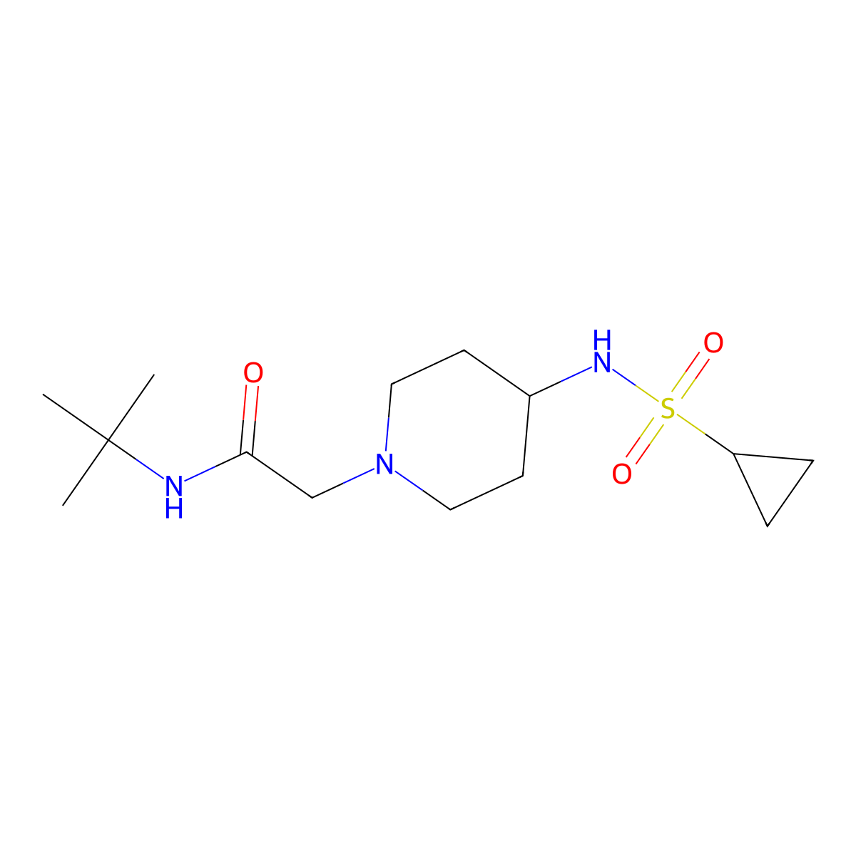 N-tert-butyl-2-(4-cyclopropanesulfonamidopiperidin-1-yl)acetamide molecular structure, CAS 2741908-91-6
