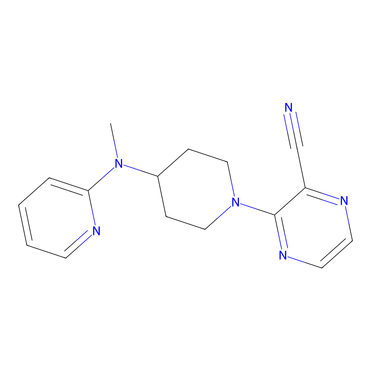 3-{4-[Methyl(pyridin-2-yl)amino]piperidin-1-yl}pyrazine-2-carbonitrile molecular structure, CAS 2741908-92-7