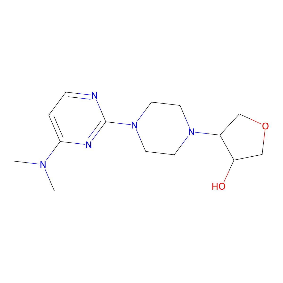 4-{4-[4-(Dimethylamino)pyrimidin-2-yl]piperazin-1-yl}oxolan-3-ol molecular structure, CAS 2741908-94-9