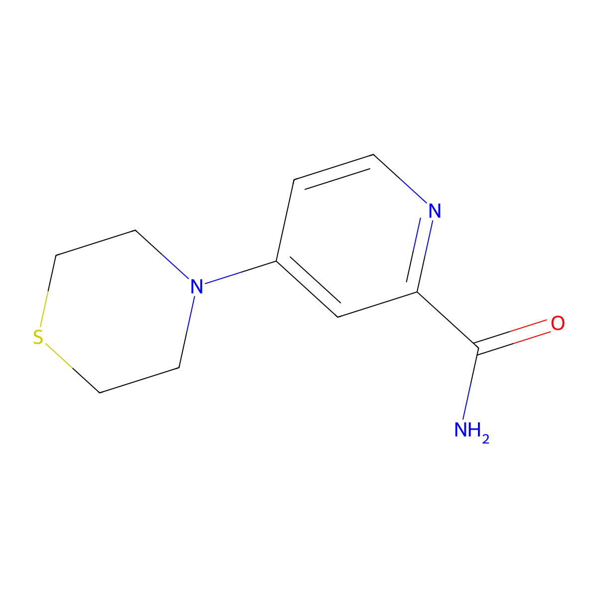 4-(Thiomorpholin-4-yl)pyridine-2-carboxamide molecular structure, CAS 2741908-96-1