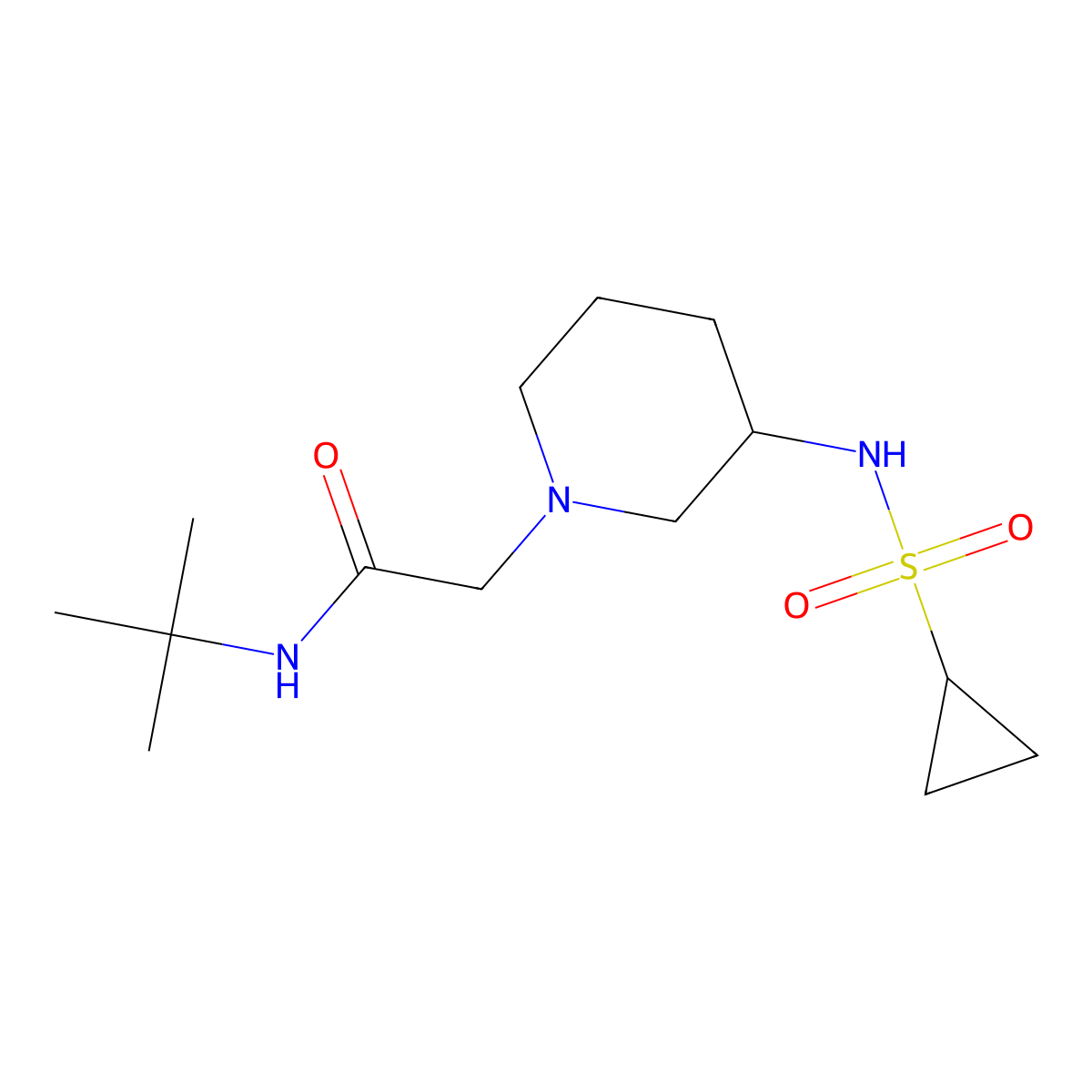 N-tert-butyl-2-(3-cyclopropanesulfonamidopiperidin-1-yl)acetamide molecular structure, CAS 2741909-01-1