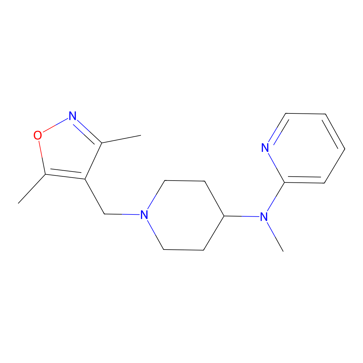 N-{1-[(3,5-dimethyl-1,2-oxazol-4-yl)methyl]piperidin-4-yl}-N-methylpyridin-2-amine molecular structure, CAS 2741909-97-5
