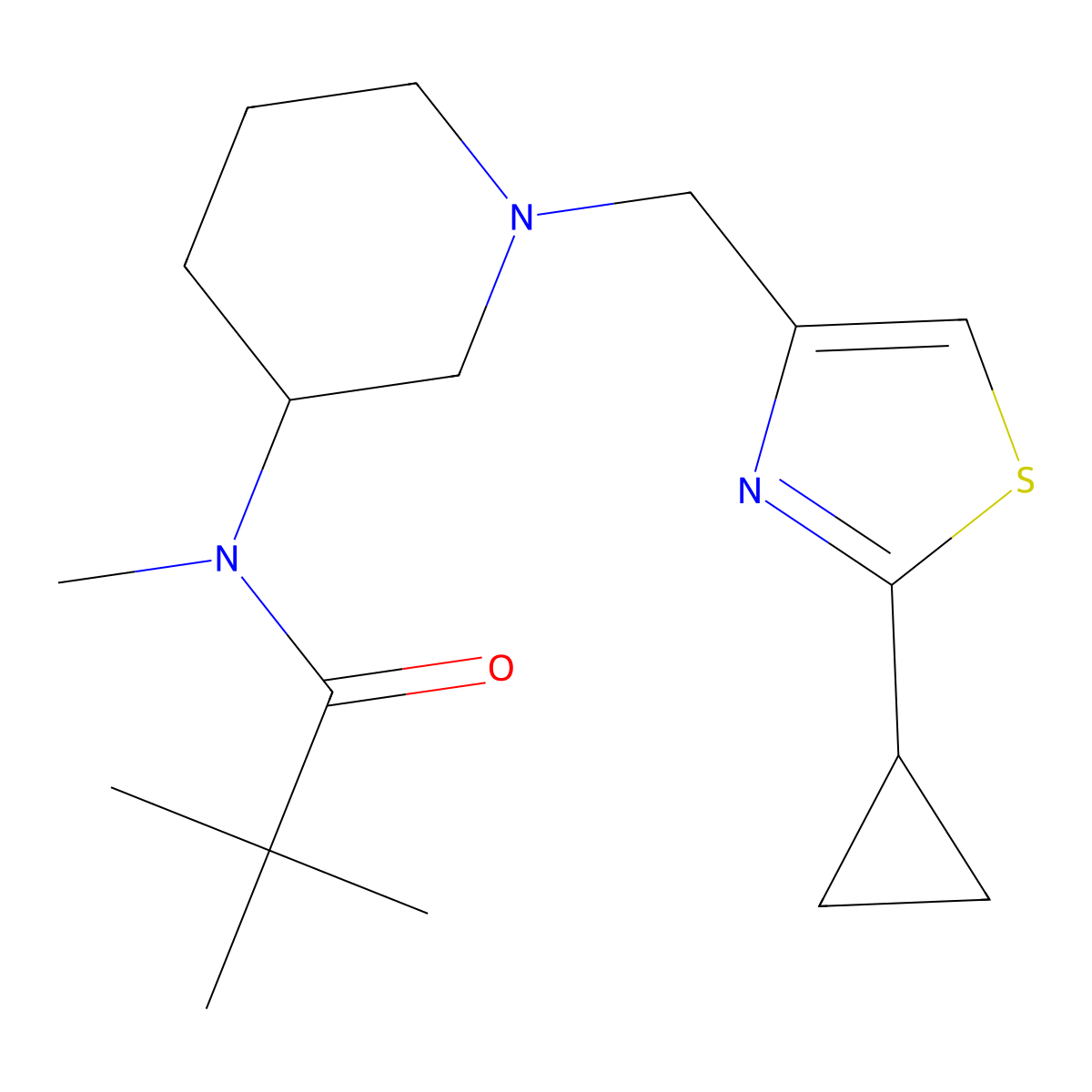 N-{1-[(2-cyclopropyl-1,3-thiazol-4-yl)methyl]piperidin-3-yl}-N,2,2-trimethylpropanamide molecular structure, CAS 2741910-02-9