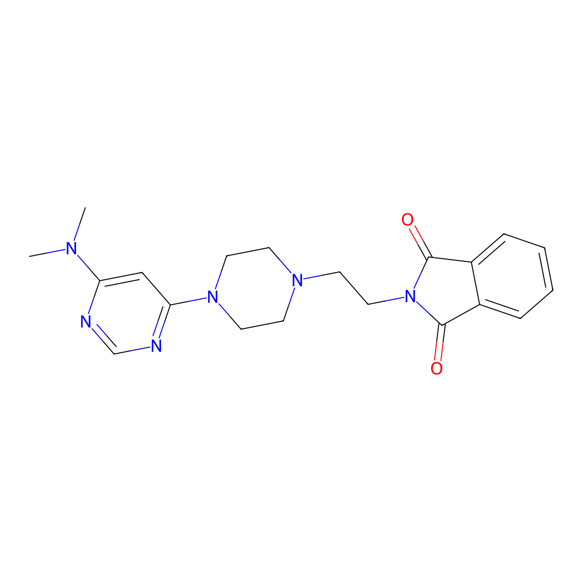 2-(2-{4-[6-(dimethylamino)pyrimidin-4-yl]piperazin-1-yl}ethyl)-2,3-dihydro-1H-isoindole-1,3-dione molecular structure, CAS 2741910-07-4