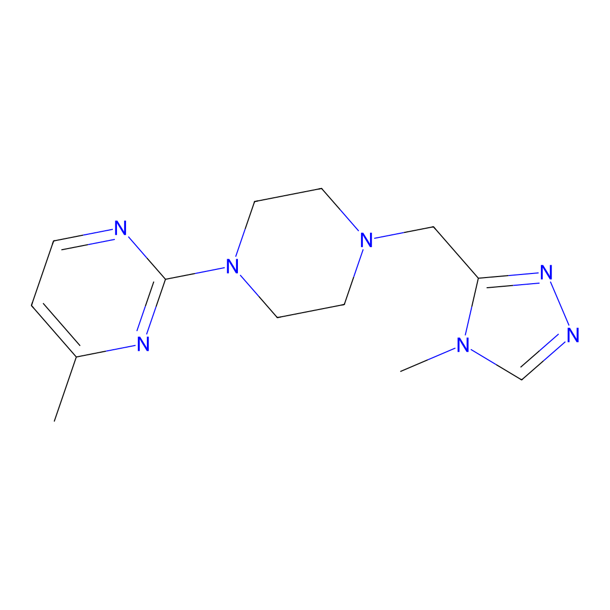 4-methyl-2-{4-[(4-methyl-4H-1,2,4-triazol-3-yl)methyl]piperazin-1-yl}pyrimidine molecular structure, CAS 2741910-09-6
