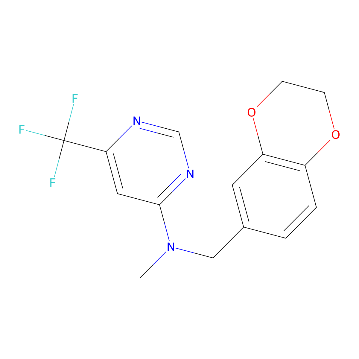 N-[(2,3-dihydro-1,4-benzodioxin-6-yl)methyl]-N-methyl-6-(trifluoromethyl)pyrimidin-4-amine molecular structure, CAS 2741910-10-9