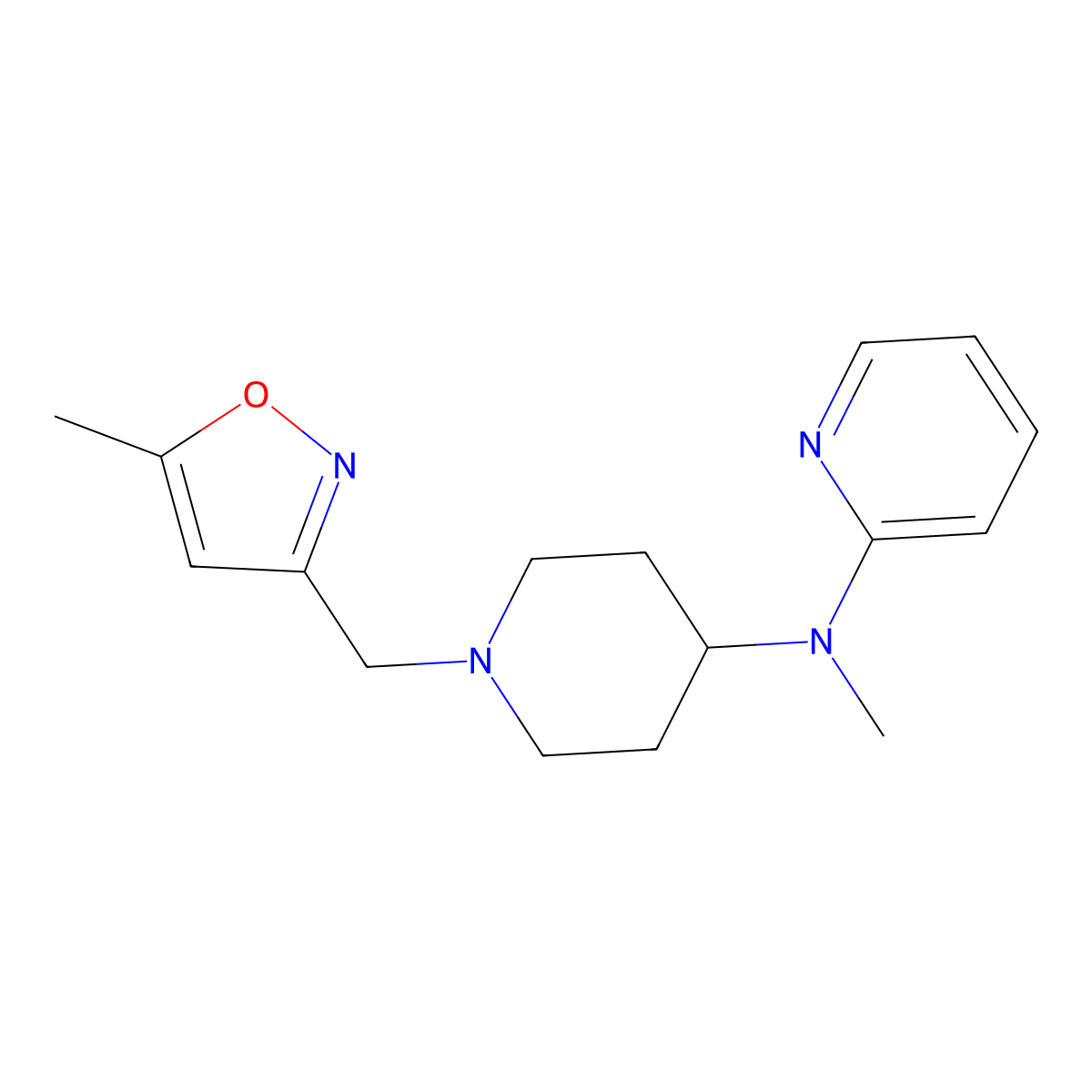 N-methyl-N-{1-[(5-methyl-1,2-oxazol-3-yl)methyl]piperidin-4-yl}pyridin-2-amine molecular structure, CAS 2741910-11-0
