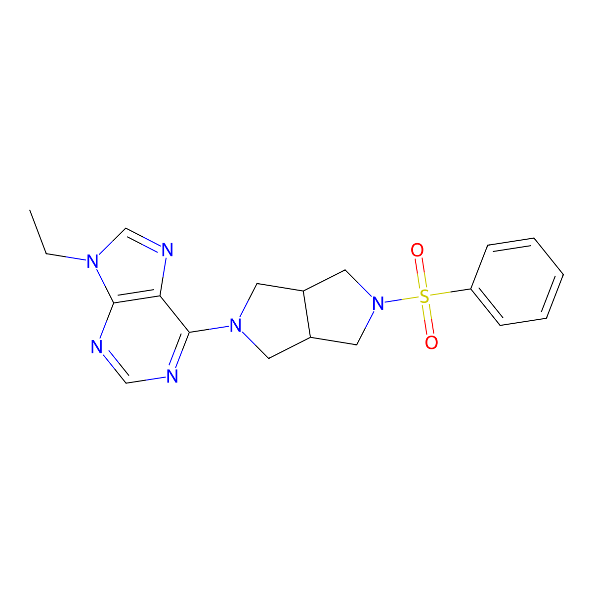 6-[5-(benzenesulfonyl)-octahydropyrrolo[3,4-c]pyrrol-2-yl]-9-ethyl-9H-purine molecular structure, CAS 2741910-12-1