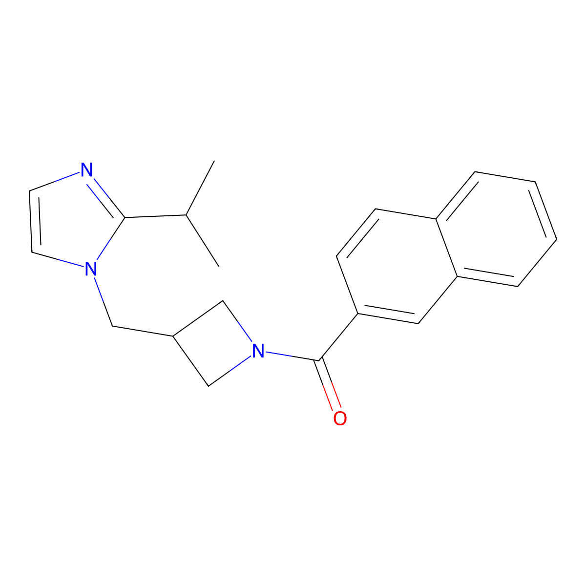 1-{[1-(naphthalene-2-carbonyl)azetidin-3-yl]methyl}-2-(propan-2-yl)-1H-imidazole molecular structure, CAS 2741910-20-1