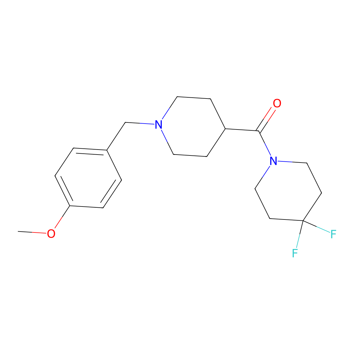 4,4-Difluoro-1-{1-[(4-methoxyphenyl)methyl]piperidine-4-carbonyl}piperidine molecular structure, CAS 2741910-24-5