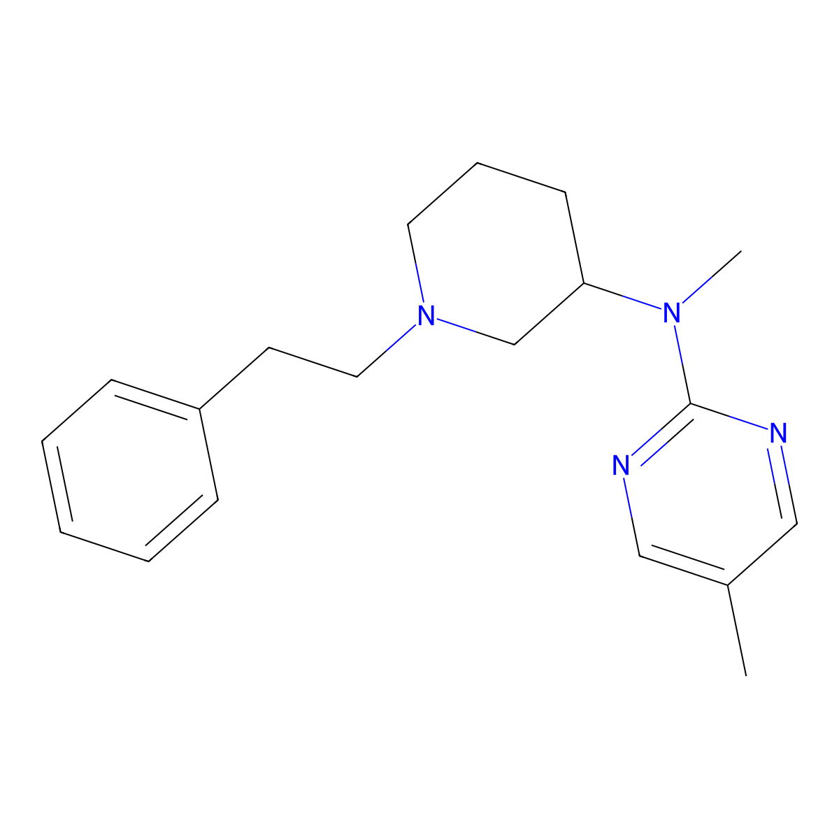 N,5-dimethyl-N-[1-(2-phenylethyl)piperidin-3-yl]pyrimidin-2-amine molecular structure, CAS 2741910-26-7