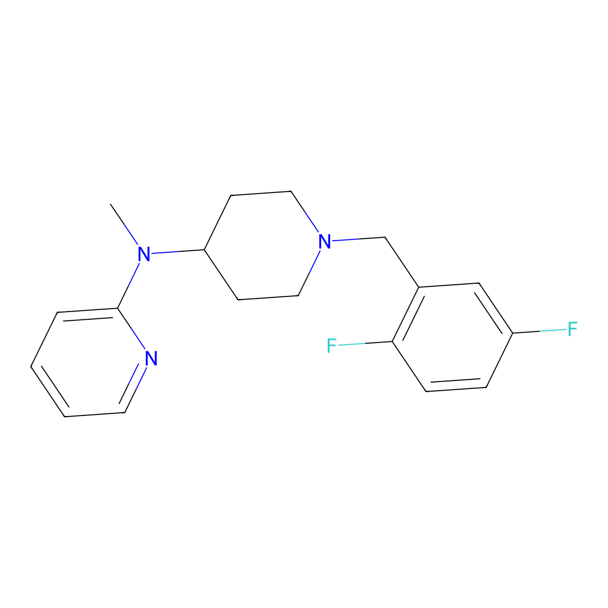 N-{1-[(2,5-difluorophenyl)methyl]piperidin-4-yl}-N-methylpyridin-2-amine molecular structure, CAS 2741910-28-9
