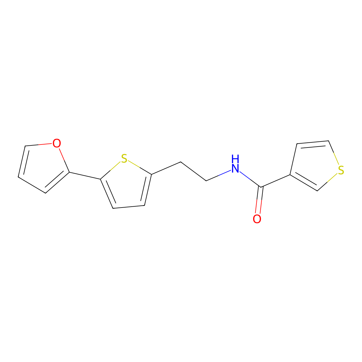 N-{2-[5-(furan-2-yl)thiophen-2-yl]ethyl}thiophene-3-carboxamide molecular structure, CAS 2741910-31-4