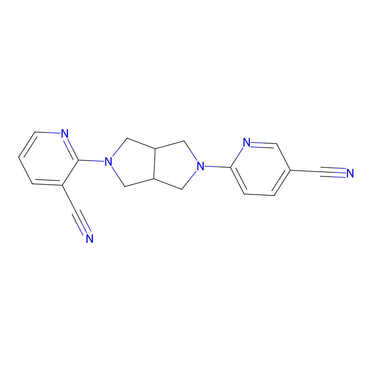 2-[5-(5-Cyanopyridin-2-yl)-octahydropyrrolo[3,4-c]pyrrol-2-yl]pyridine-3-carbonitrile molecular structure, CAS 2741910-35-8
