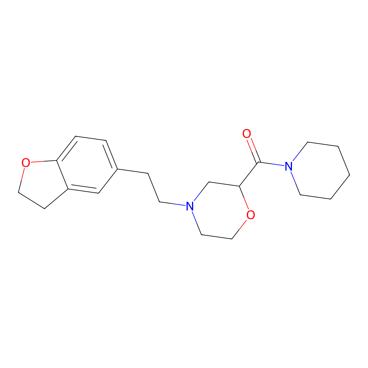 4-[2-(2,3-Dihydro-1-benzofuran-5-yl)ethyl]-2-(piperidine-1-carbonyl)morpholine molecular structure, CAS 2741910-38-1