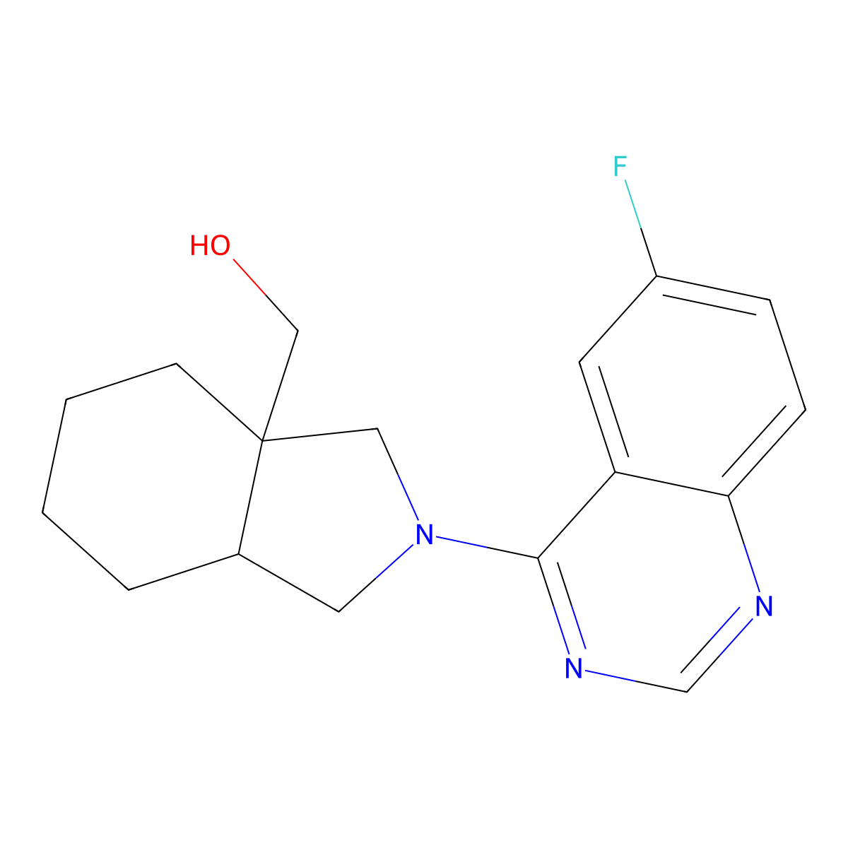 [2-(6-fluoroquinazolin-4-yl)-octahydro-1H-isoindol-3a-yl]methanol molecular structure, CAS 2741910-40-5