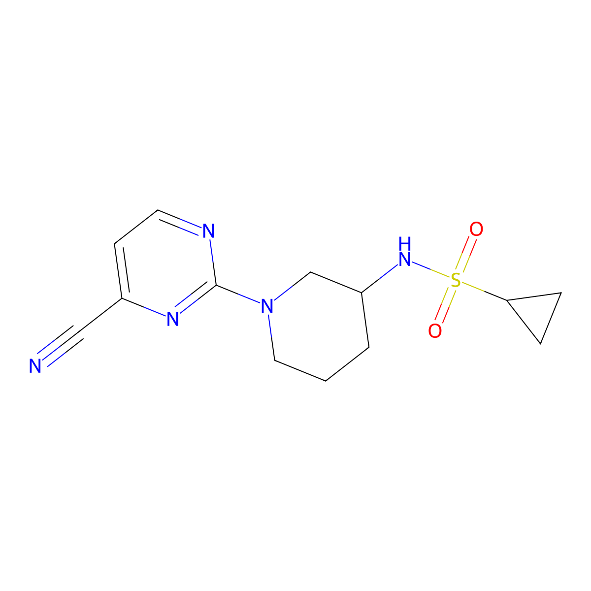 N-[1-(4-cyanopyrimidin-2-yl)piperidin-3-yl]cyclopropanesulfonamide molecular structure, CAS 2741910-44-9