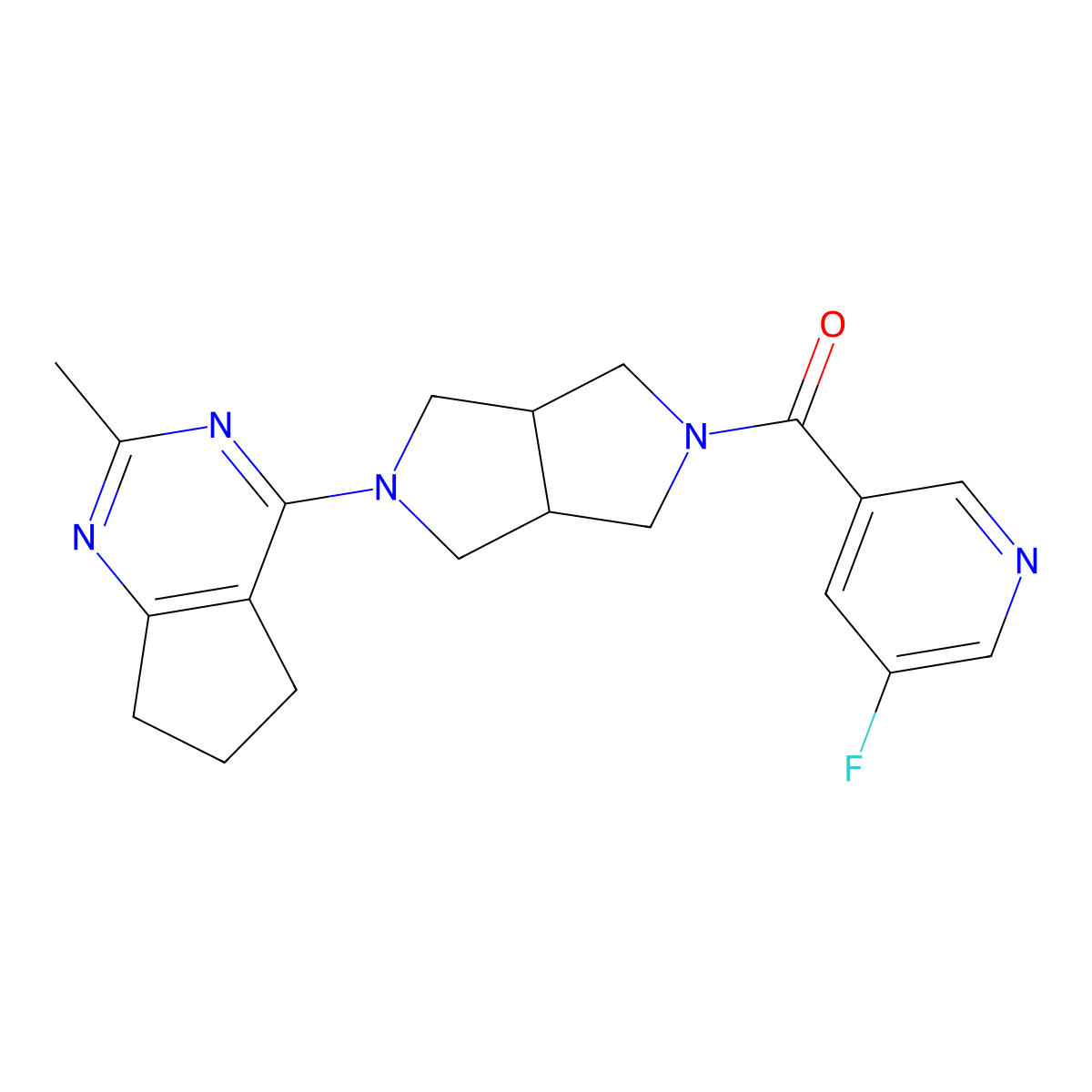 3-fluoro-5-(5-{2-methyl-5H,6H,7H-cyclopenta[d]pyrimidin-4-yl}-octahydropyrrolo[3,4-c]pyrrole-2-carbonyl)pyridine molecular structure, CAS 2741910-47-2