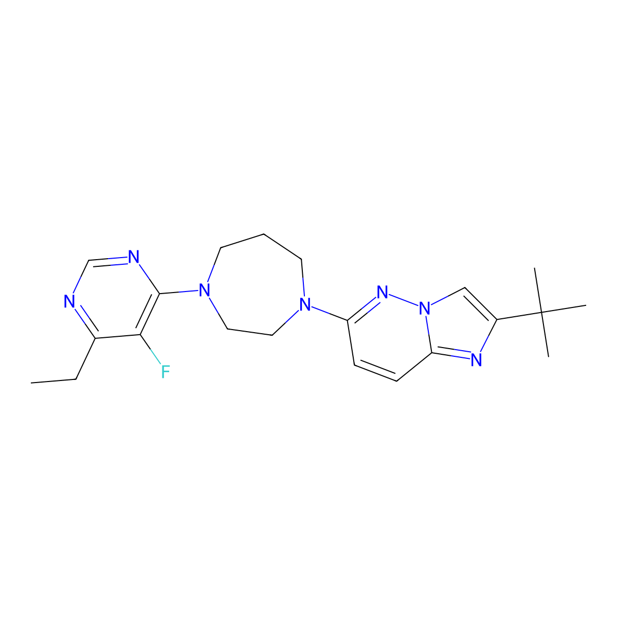 1-{2-Tert-butylimidazo[1,2-b]pyridazin-6-yl}-4-(6-ethyl-5-fluoropyrimidin-4-yl)-1,4-diazepane molecular structure, CAS 2741910-50-7