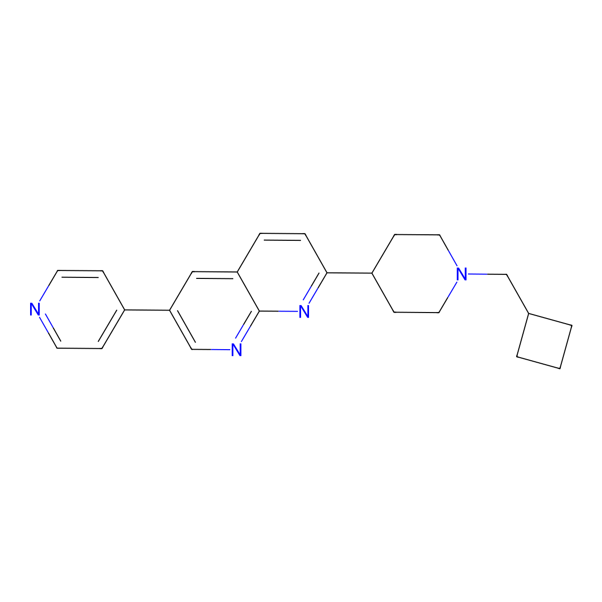 2-[1-(Cyclobutylmethyl)piperidin-4-yl]-6-(pyridin-4-yl)-1,8-naphthyridine molecular structure, CAS 2741910-60-9