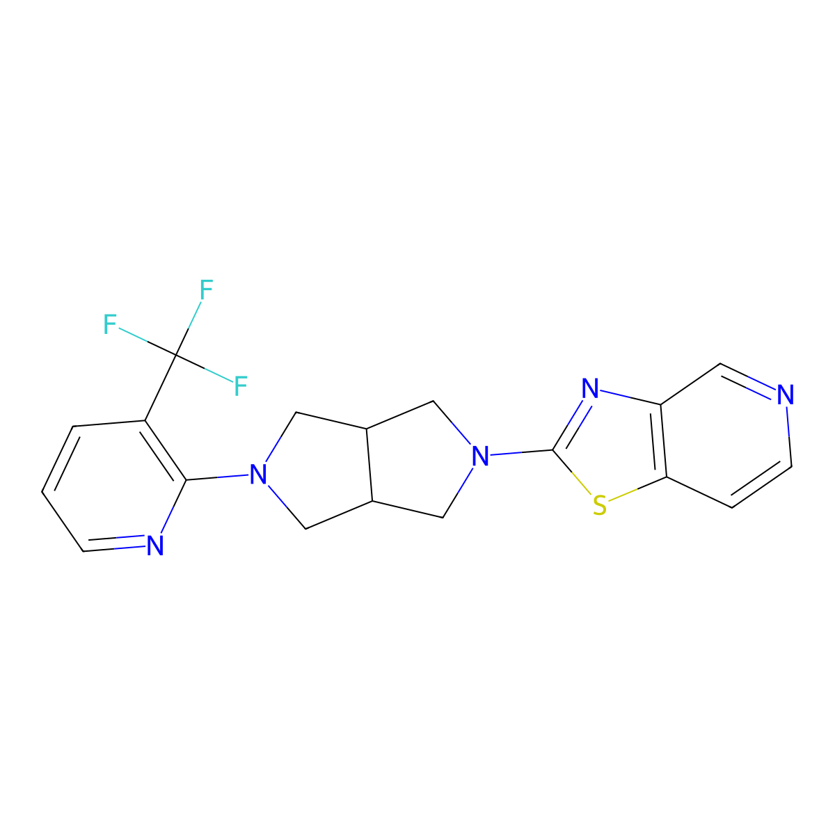 2-(5-{[1,3]Thiazolo[4,5-c]pyridin-2-yl}-octahydropyrrolo[3,4-c]pyrrol-2-yl)-3-(trifluoromethyl)pyridine molecular structure, CAS 2741910-62-1