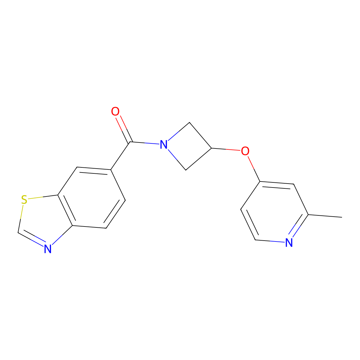 6-{3-[(2-Methylpyridin-4-yl)oxy]azetidine-1-carbonyl}-1,3-benzothiazole molecular structure, CAS 2741910-75-6