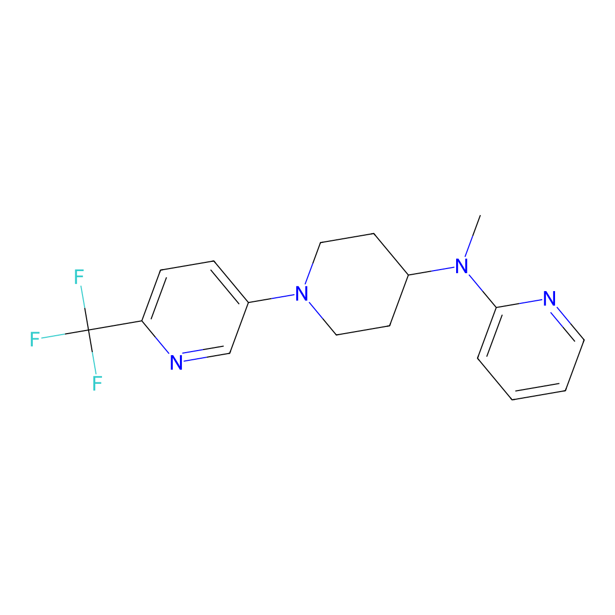 N-methyl-N-{1-[6-(trifluoromethyl)pyridin-3-yl]piperidin-4-yl}pyridin-2-amine molecular structure, CAS 2741910-78-9