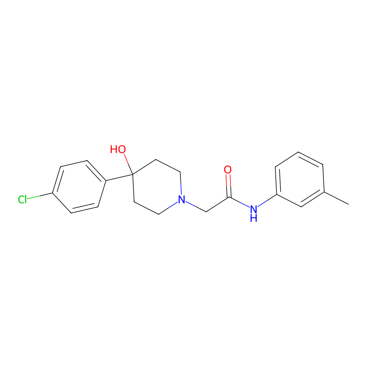 2-[4-(4-chlorophenyl)-4-hydroxypiperidin-1-yl]-N-(3-methylphenyl)acetamide molecular structure, CAS 2741910-80-3